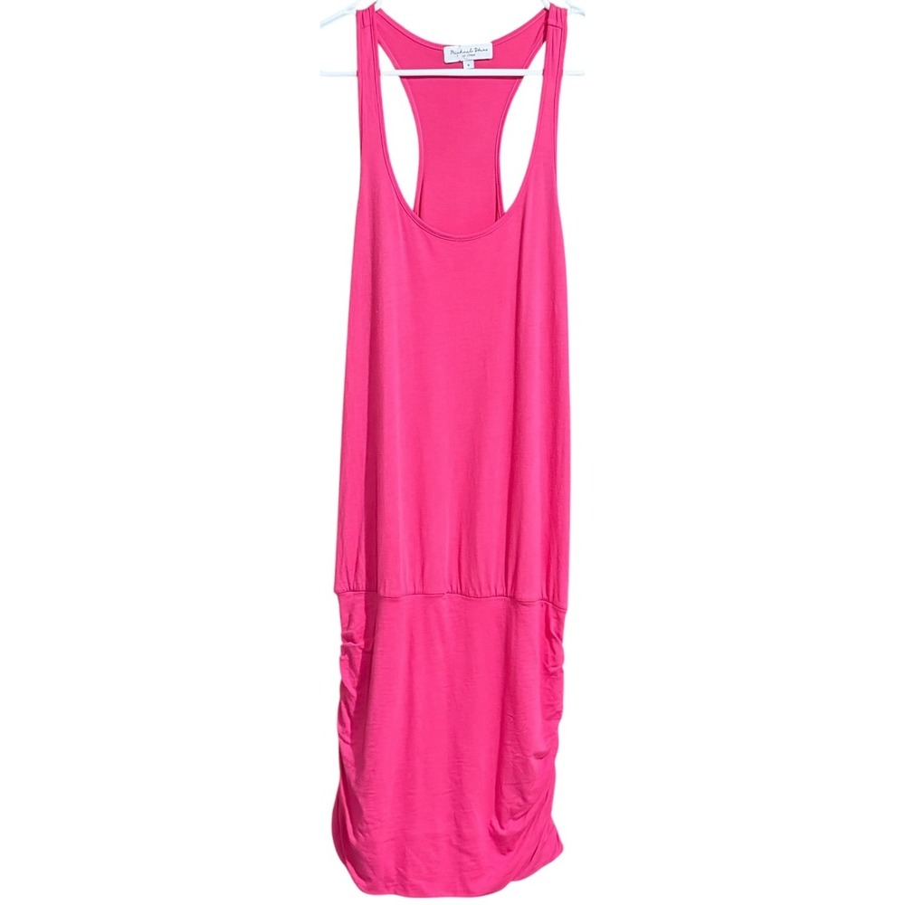 Michael Stars Womens Hot Pink Ruched Racerback Tank Dress Small Cotton Modal USA